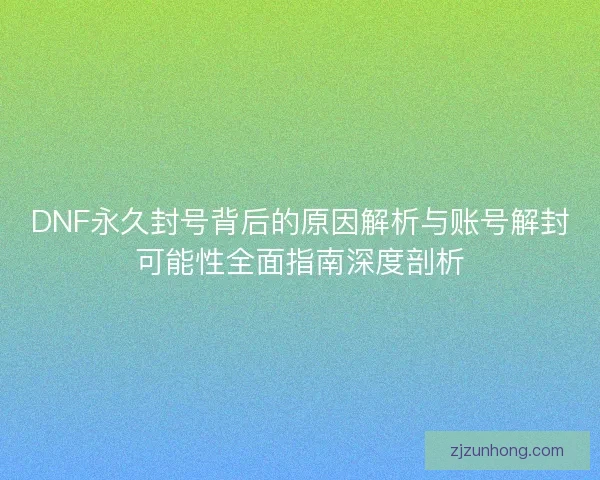DNF永久封号背后的原因解析与账号解封可能性全面指南深度剖析